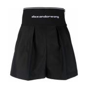 Zwarte Shorts met Icon Logo Alexander Wang , Black , Dames