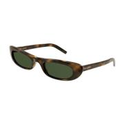 Groene Lens Havana Zonnebril Saint Laurent , Brown , Unisex