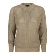 Gehaakte Crew-neck Sweater in Khaky Groen Fay , Green , Dames