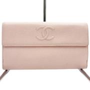 Pre-owned Leather wallets Chanel Vintage , Pink , Dames