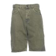 Stone Bermuda Denim Shorts Amish , Green , Heren