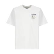 Sportif Logoed Wit Katoenen T-shirt voor Mannen Casablanca , White , H...