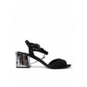 Enkelband sandalen met kristallen Dolce & Gabbana , Black , Dames