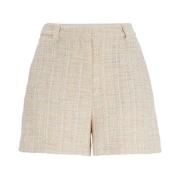 Hoge Taille Tweed Shorts Hugo Boss , Beige , Dames