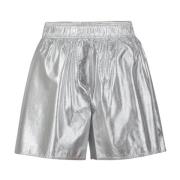 Gelamineerde Shorts met Elastische Taille 8PM , Gray , Dames