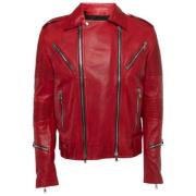 Pre-owned Leather outerwear Balmain Pre-owned , Red , Dames