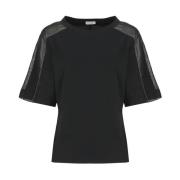 Zwarte katoenen T-shirt met messing details Brunello Cucinelli , Black...