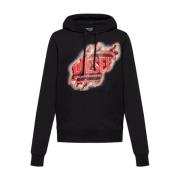 Grafische Print Hoodie Diesel , Black , Heren