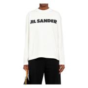 Porcelain Logo Longsleeve T-Shirt Jil Sander , White , Dames