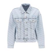 Logo Bedrukte Denim Jas Alexander Wang , Blue , Dames