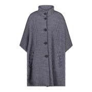 Modieuze Poncho met Klassiek Houndstooth Patroon Rosso35 , Blue , Dame...