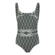 Ivory Knot Tank Suit Tory Burch , Gray , Dames