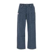 Gedrukte Denim Cargo Jeans Kenzo , Blue , Heren