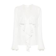 Witte Zijden Blouse met Gerimpelde Rand Givenchy , White , Dames