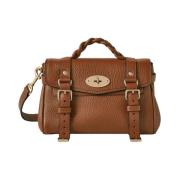 Mini Alexa Chestnut Lederen Schoudertas Mulberry , Brown , Dames