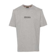 Grijze T-shirts en Polos met Logo Print Ermenegildo Zegna , Gray , Her...