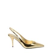 Platina Leren Slingback Prada , Yellow , Dames