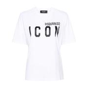 Logo Print Crew Neck T-shirts en Polos Dsquared2 , White , Dames