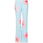 Blauwe Broek met Rozenprint en Wijde Pijpen Kenzo , Multicolor , Dames