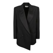 Zwarte Wol Zijden Revers Blazer Alexander McQueen , Black , Dames