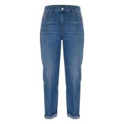 Klieke broek met plooien en omslagen Kocca , Blue , Dames