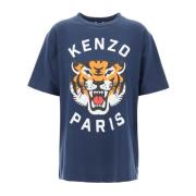 Lucky Tiger Crew-Neck T-Shirt Kenzo , Blue , Dames