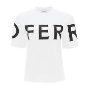 T-shirt met Oversized Logo en Korte Mouwen Salvatore Ferragamo , White...