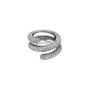 Schitterende Twisted Zilveren Pave Ring Numbering , White , Dames