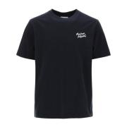 Logo Lettering Katoenen T-Shirt Maison Kitsuné , Black , Heren