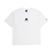 Witte Midden Geborduurde Logo Tee Champion , White , Heren