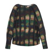 Zijden Twill Blouse met Verloop Camouflage Print Tela , Multicolor , D...