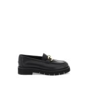 Gancini gesp loafers van generfd leer Salvatore Ferragamo , Black , Da...