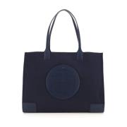 Ella Tote Bag met leren inzetstukken Tory Burch , Blue , Dames