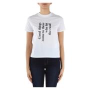 Pima Katoenen T-shirt met Voorprint Armani Exchange , White , Dames