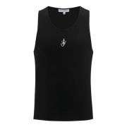 Zwarte katoenen tanktop met JW-logo JW Anderson , Black , Heren