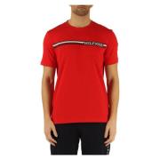 Regular Fit Katoenen T-Shirt met Voorlogo Print Tommy Hilfiger , Red ,...