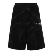 Zwarte katoenen shorts met vervaagd effect en logo print 44 Label Grou...