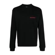 Zwarte heren crew-neck sweater met contrasterende print Gr10K , Black ...