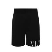 Zwarte Modal Shorts met Elastische Taille Valentino , Black , Heren