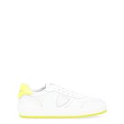 Witte en Fluorescerend Gele Leren Sneaker Philippe Model , White , Her...