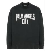 Grijze Sweater met Logo Print Palm Angels , Gray , Heren