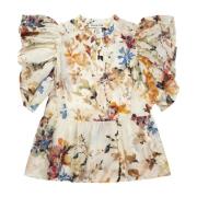 Bloemenprint top met ruchemouwen Munthe , Multicolor , Dames