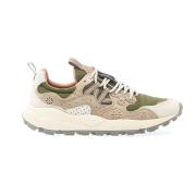 Groene Stoffen en Beige Suède Sneakers Flower Mountain , Multicolor , ...