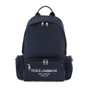 Nylon rugzak met logo en meerdere zakken Dolce & Gabbana , Blue , Here...