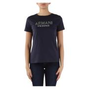 Katoenen Logo T-shirt Armani Exchange , Blue , Dames