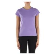 Katoenen T-shirt met geborduurd logo Elisabetta Franchi , Purple , Dam...