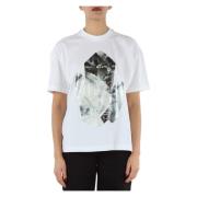 Katoenen T-shirt met Voorprint Calvin Klein Jeans , White , Dames