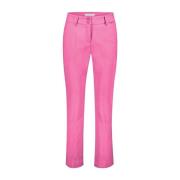 Cyclaam Flared Broek met Brede Tailleband Red Button , Pink , Dames