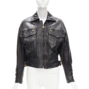 Pre-owned Leather outerwear Versace Pre-owned , Black , Dames