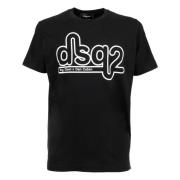 Artistiek Katoenen T-Shirt Dsquared2 , Black , Heren